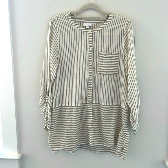 J. Jill 100%Cotton striped blouse size L - Picture 1 of 8